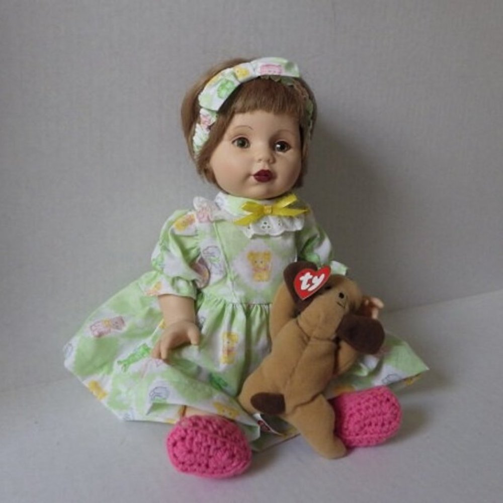 Baby So Beautiful Girl Doll, 15". Reddish Brown Ha